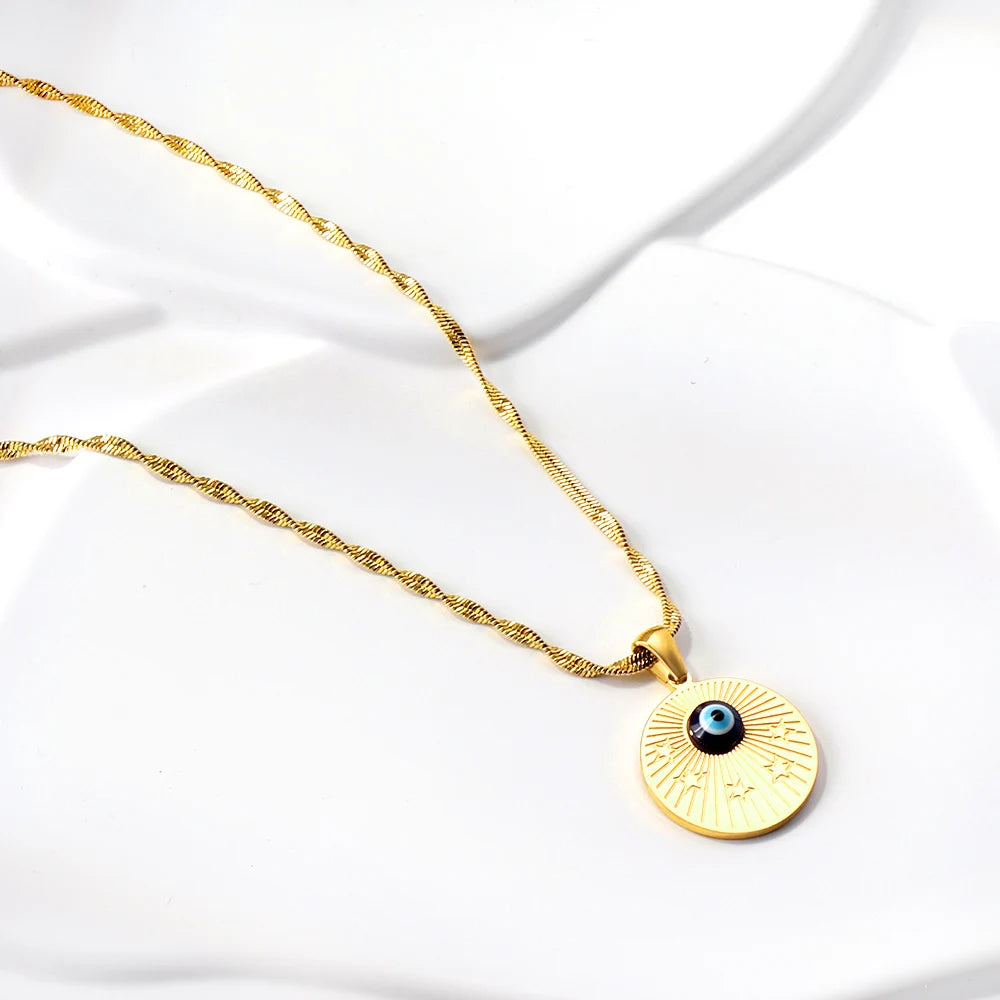Evil Eye Pendant Necklaces For Women Girls Trending Gold Plated Layer Chain Choker Necklace Jewelry Birthday Gifts Free Shipping