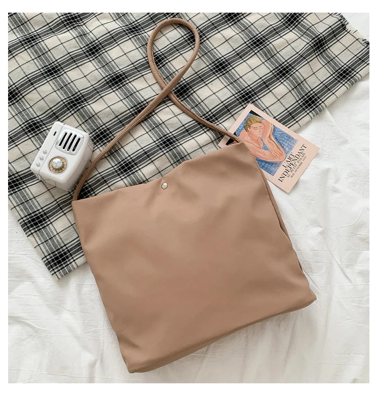 Simple Casual Women's Tote Bags New Large Capacity Commute Shopping One Shoulder Bags Trend All-matched Handheld Cloth Bags