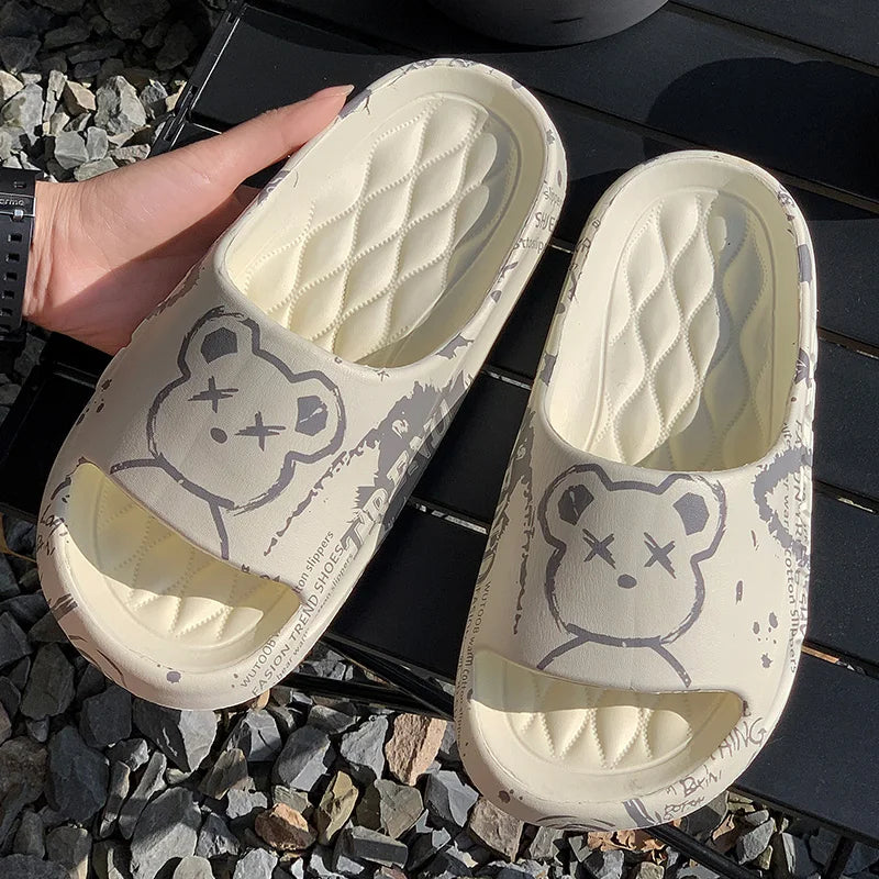 Indoor slippers for women at home, suitable for all seasons, fashionable for street walks, couple slippers for men