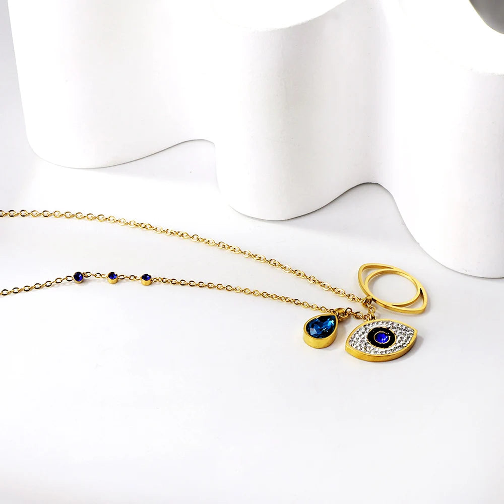 Evil Eye Pendant Necklaces For Women Girls Trending Gold Plated Layer Chain Choker Necklace Jewelry Birthday Gifts Free Shipping
