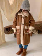 Girls Coat Melard Coat Children New Winter Thickened Foreign Air Long Coat Female Treasure Fur One Coat