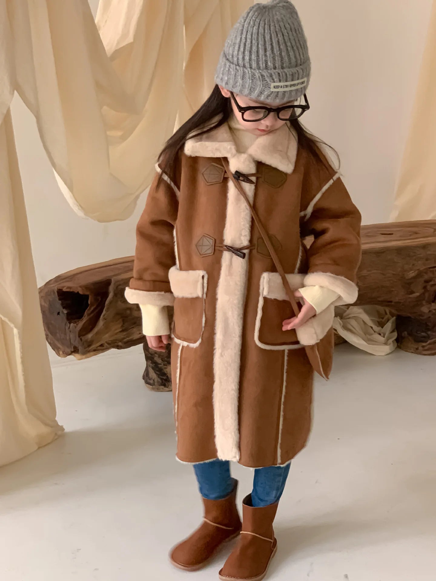 Girls Coat Melard Coat Children New Winter Thickened Foreign Air Long Coat Female Treasure Fur One Coat