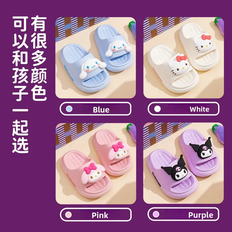 Sanrio Summer Cartoon Kuromi Children's Slippers Girl Slipper Kids Cute Indoor Home Bathroom Shoes Boy Flip Flops
