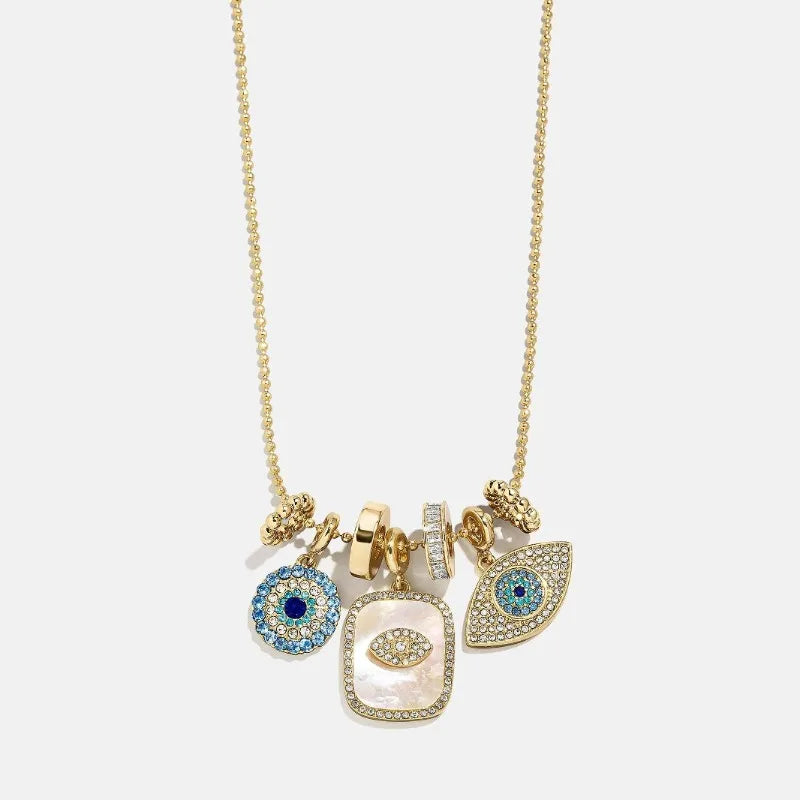 Evil Eye Charm Necklace 18K Gold Plated Stainless Steel Pendant For Women DIY Handmade Christmas Jewelry Gift For Women