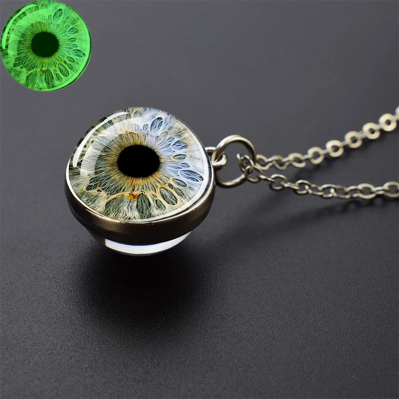 Evil Eye Necklace Charming Blue Violet Green Human Eye Necklaces for Men Women Glass Ball Pendant Chains Jewelry Halloween Gift