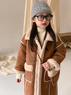 Girls Coat Melard Coat Children New Winter Thickened Foreign Air Long Coat Female Treasure Fur One Coat