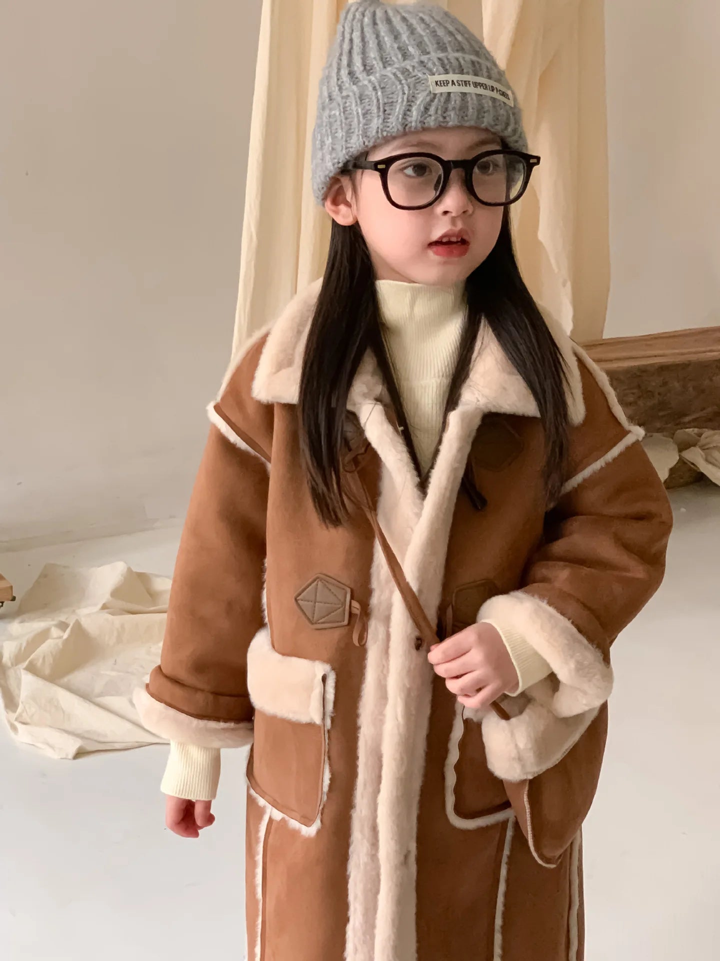 Girls Coat Melard Coat Children New Winter Thickened Foreign Air Long Coat Female Treasure Fur One Coat