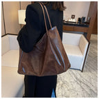 Tote Women's Bag Korean Style Large Capacity Soft Leather Shoulder Bag Retro Casual Hand-held Bucket Bag 2025 Одноплечевая сумка