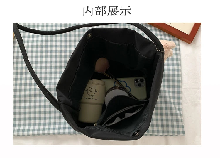 Simple Casual Women's Tote Bags New Large Capacity Commute Shopping One Shoulder Bags Trend All-matched Handheld Cloth Bags