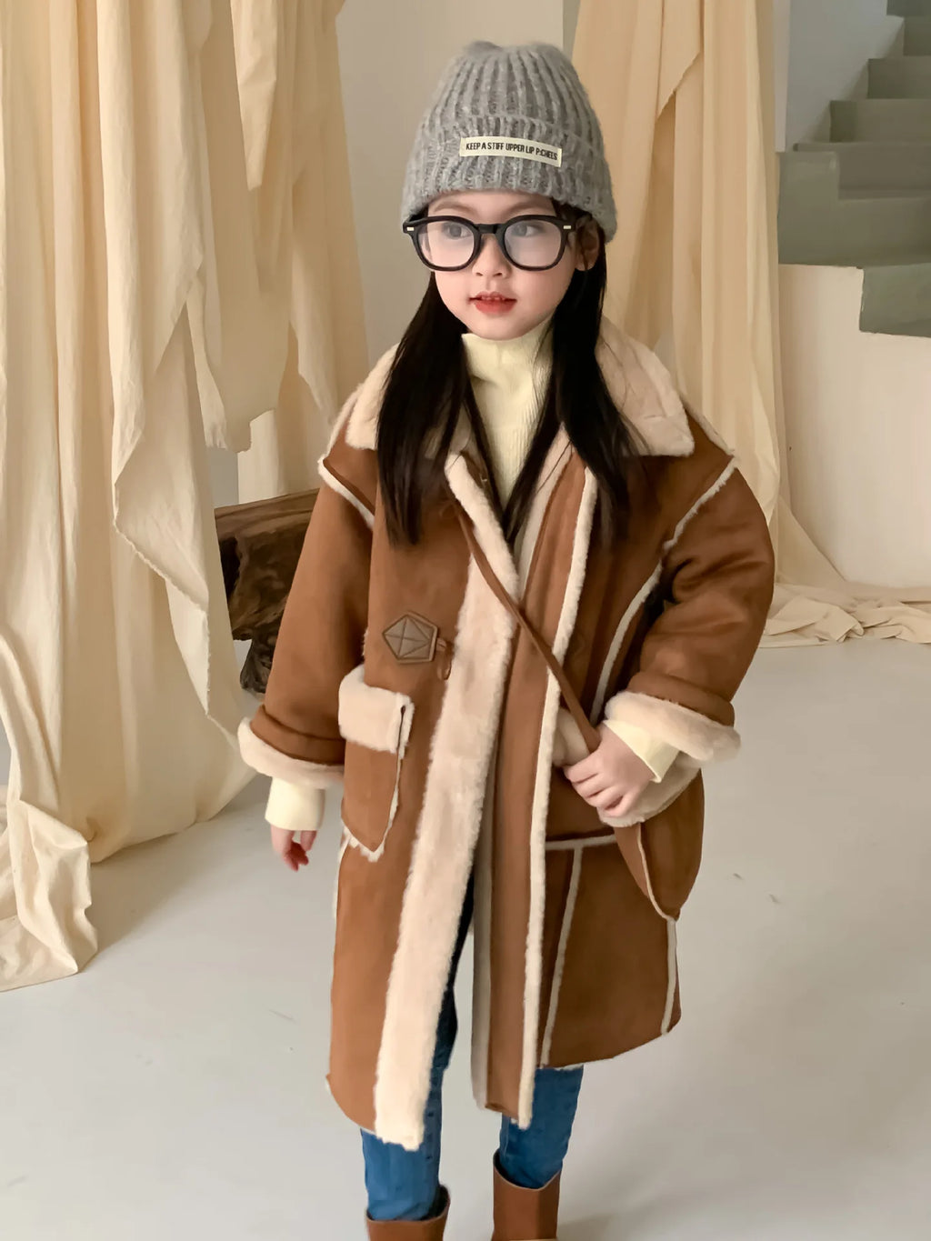 Girls Coat Melard Coat Children New Winter Thickened Foreign Air Long Coat Female Treasure Fur One Coat