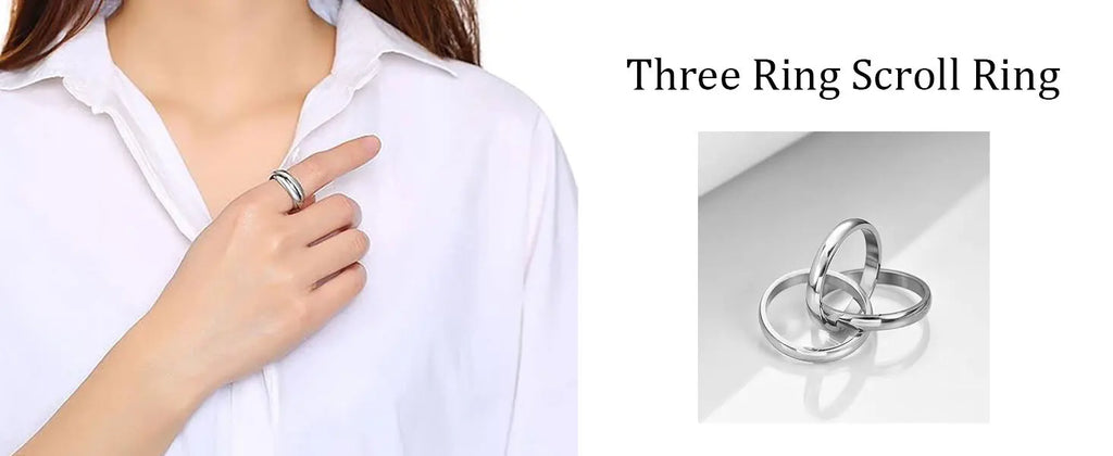 Stainless Steel Interlocked Triple Ring for Women Multi Color Wedding Band Bague Three in One