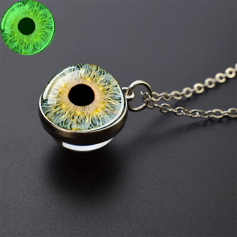 Evil Eye Necklace Charming Blue Violet Green Human Eye Necklaces for Men Women Glass Ball Pendant Chains Jewelry Halloween Gift
