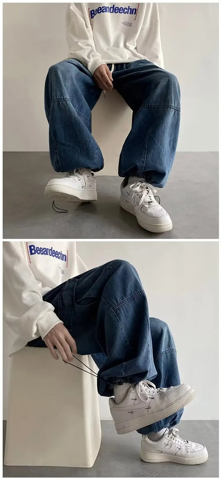 New Hip Hop Trend Baggy Cargo Pants for Men Women Japanese Streetwear Style Plus Size Joggers Washed Denim Loose Fit Trousers