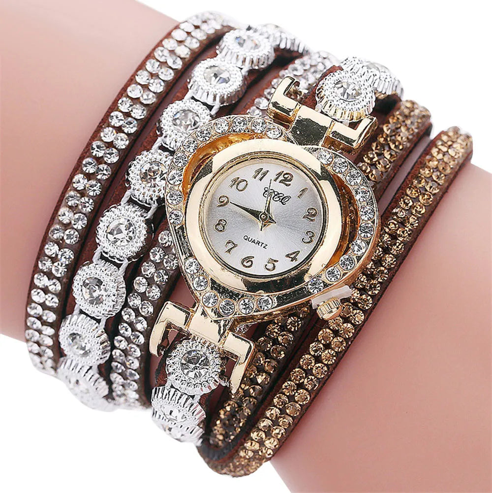 Gorgeous Women'S Diamond Inlaid Watch Retro Sparkling Crystal Bracelet Multiple Exquisite Dials Simulated Quartz Watch For Women