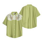 Men's Fashion Casual Shirt with Musical & Floral Design Short Sleeve Button Up Shirt Retro Hawaiian Inspired Summer Shirt