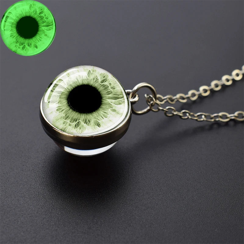 Evil Eye Necklace Charming Blue Violet Green Human Eye Necklaces for Men Women Glass Ball Pendant Chains Jewelry Halloween Gift