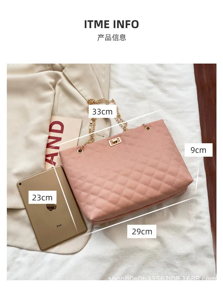Tote Bags for Women PU Leather Diamond Lattice Handbag Personality Large Capacity Underarm Shoulder Bag Designer Bag
