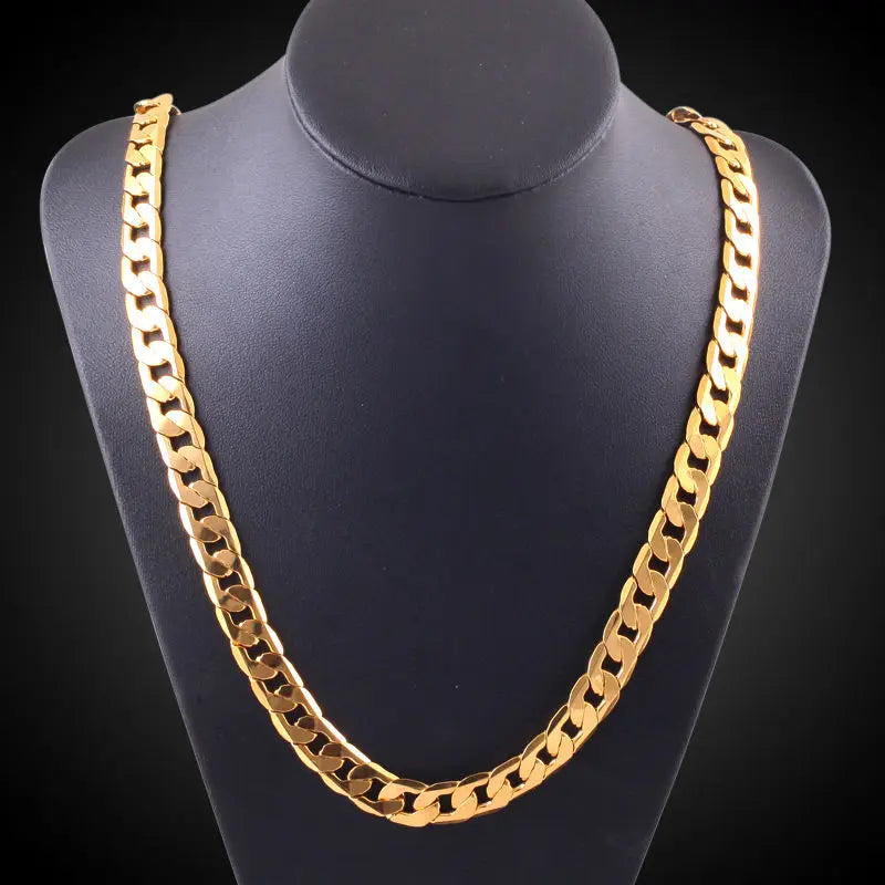 Pure Gold Color Chain Jewelry, Chapado 24k Ouro 10mm Heavy Chain For Men 20 Man20, 22", 24", 26", 28", 30"