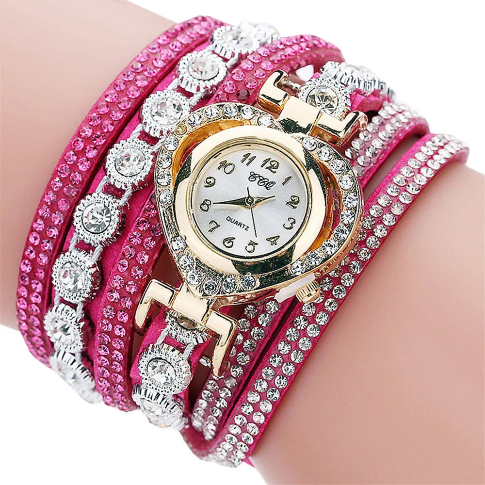 Gorgeous Women'S Diamond Inlaid Watch Retro Sparkling Crystal Bracelet Multiple Exquisite Dials Simulated Quartz Watch For Women