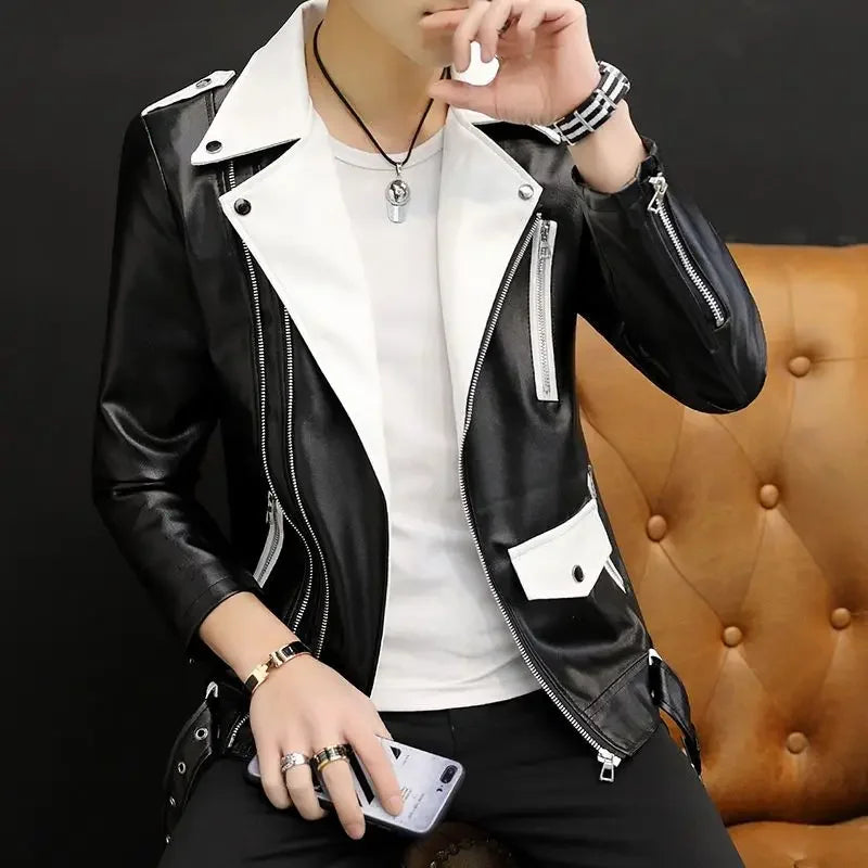 Coats Black Leather Jacket for Men Trendy 2025 Fashion Fashionable Spring Clothes Man Suits and Blazers Menswear Vintage Classic