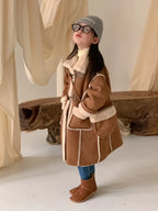 Girls Coat Melard Coat Children New Winter Thickened Foreign Air Long Coat Female Treasure Fur One Coat