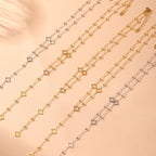 Nivora Gorgeous Luck Clover Zircon Long Chain Stainless Steel Necklaces For Women Metal Female Collar Wedding Banquet Jewelry