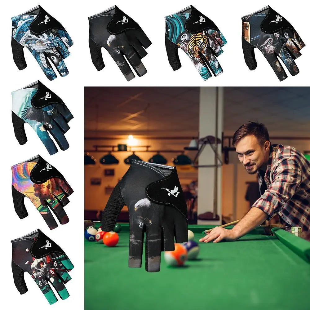 Portable Left Hand Billiards Glove Elastic Non Slip Half Fingers Glove Breathable Billiard Training Gloves Fitness Accessories