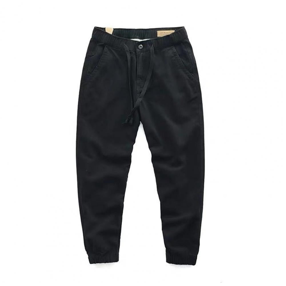 Cargo Pants Trousers for Men 2022 Casual Multi Pockets Stretchy Cuffs Thin Drawstring Elastic Waist Men Fitness Pants