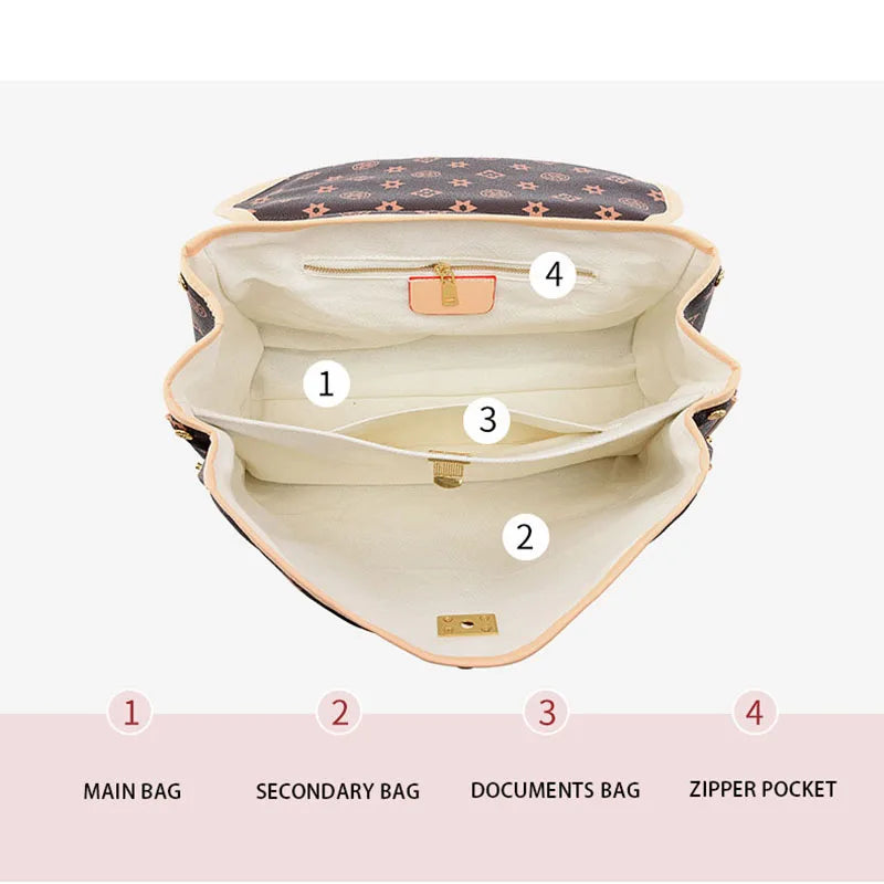 Ladies' tote bag, European and American retro handbag, printed underarm bag, fashionable commuting crossbody bag