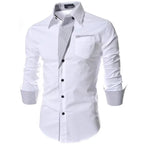 White Striped Shirts Mens 2025 Long Sleeved Business Slim Fit Male Shirt Black Social Clothes Camisa Masculina Vetement Homme