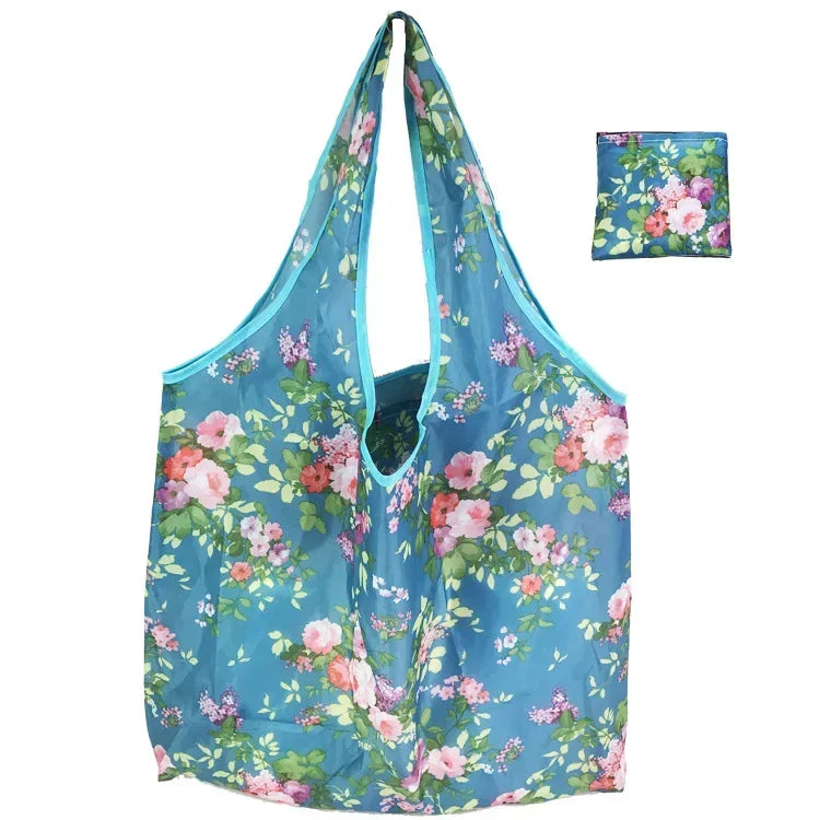 Tote Bags Flower Print Women's Grocery Handbags Outdoor Foldable Shopper Eco Shopping Bag Reusable Storage Bag Organizer Bags