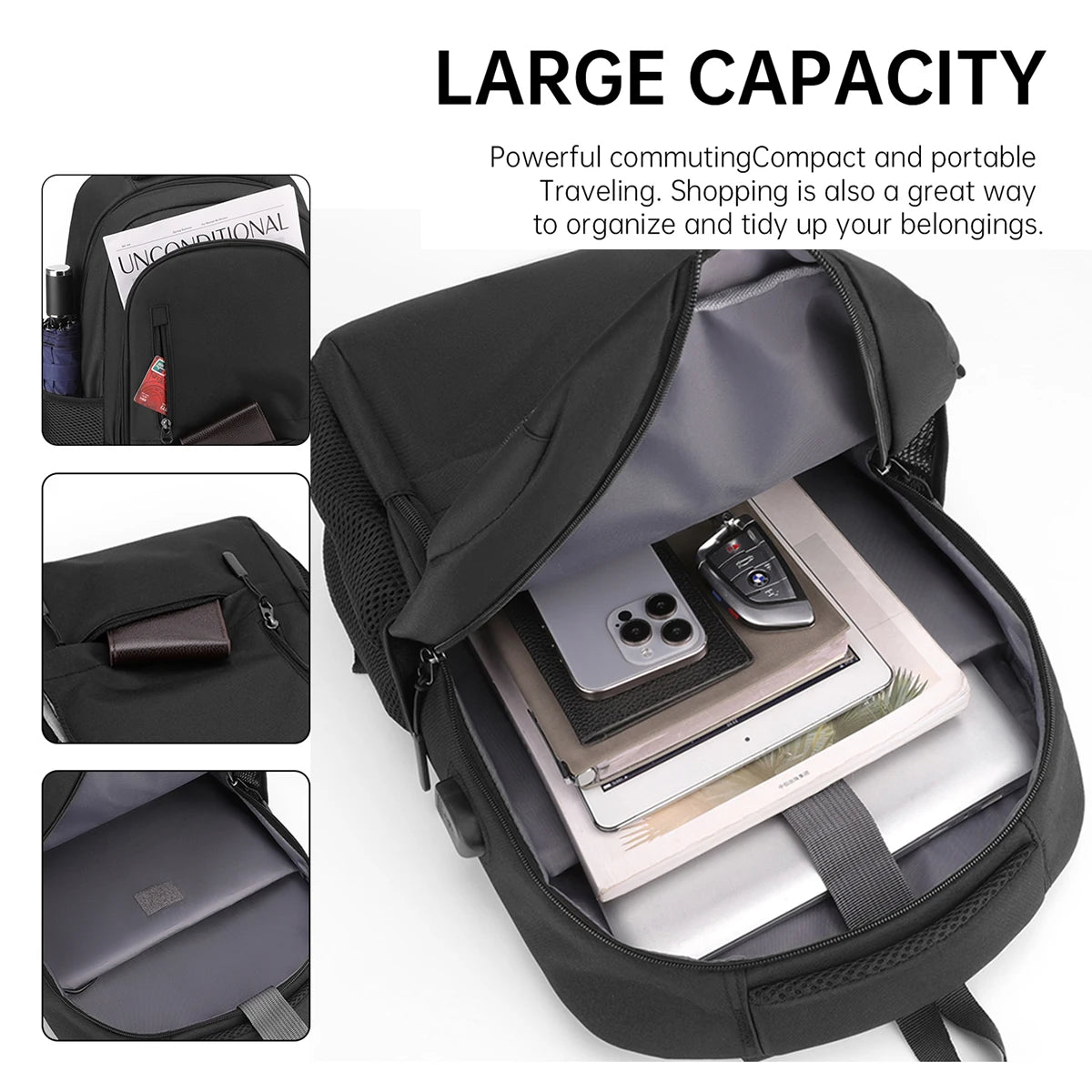 Backpack for Men, Large Capacity Business Travel Bag, Computer Bag, School Bag for High School Students and College Students, Casual Bag