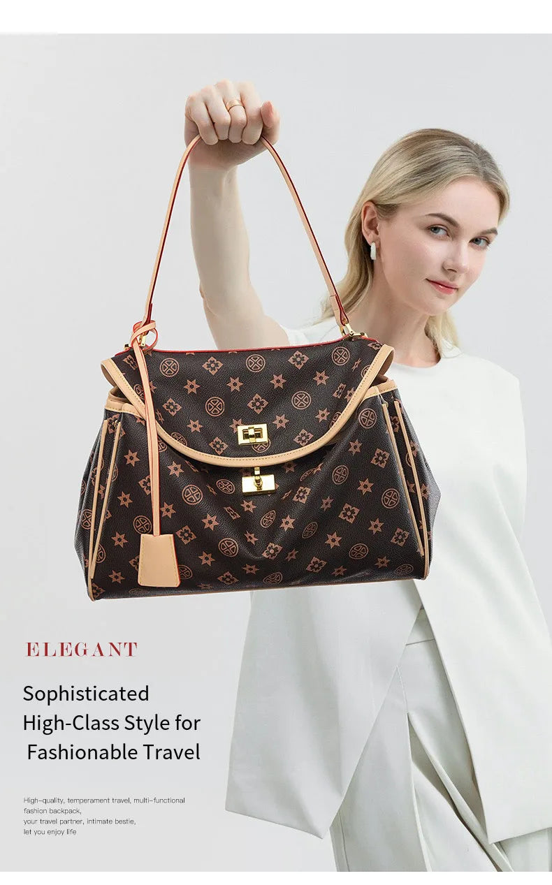 Ladies' tote bag, European and American retro handbag, printed underarm bag, fashionable commuting crossbody bag