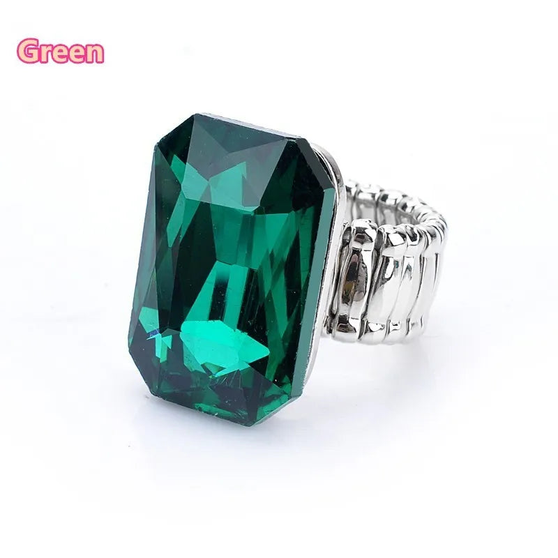 Personality Elegant Big Ring for Women 7 Colors Big Resin Stone Fashion Elastic Stretch Finger Rings Jewelry Christmaswholesale