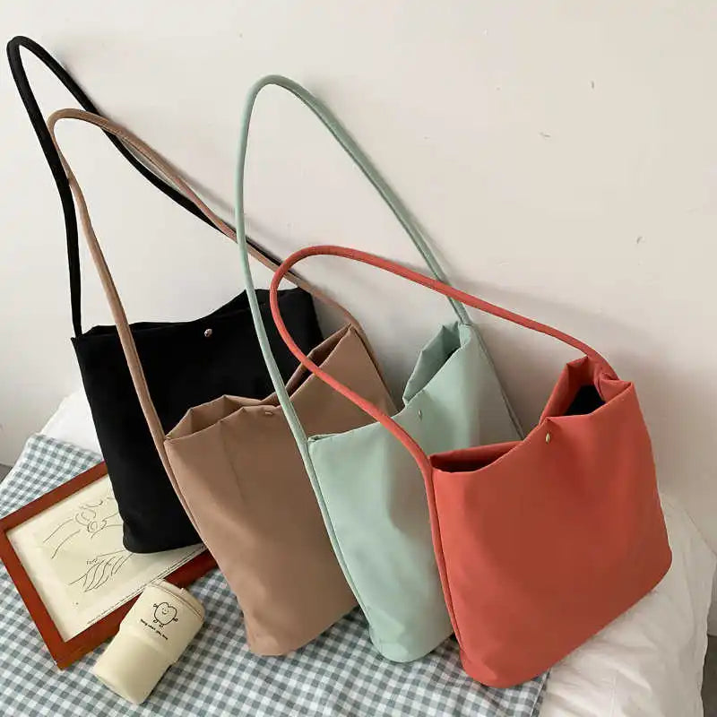 Simple Casual Women's Tote Bags New Large Capacity Commute Shopping One Shoulder Bags Trend All-matched Handheld Cloth Bags