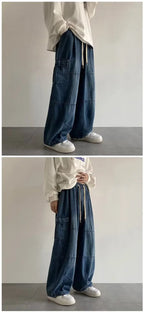 New Hip Hop Trend Baggy Cargo Pants for Men Women Japanese Streetwear Style Plus Size Joggers Washed Denim Loose Fit Trousers