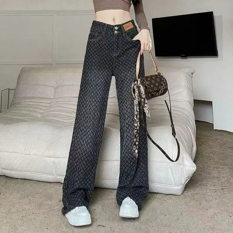 Jeans Women Spring Summer Straight Leg Jeans Women New Design Sense for Women Loose Fitting High Waisted Wide Leg Pants