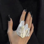 Irregular Design Knuckle Ring Minimalist Style Unique Pattern Finger Ring Exquisite Craftsmanship Delicate Texture Pleated Ring