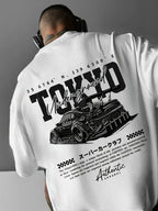 Men's short-sleeved t-shirt, printed with racing cars English graphics loose fit fashionable casual round neck top spring summer