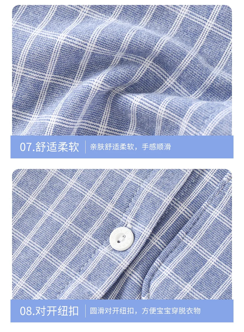 Boys Girls Autumn Pajamas Homewear Kids Casual Plaid Long Sleeve Lapel Shirt with Pants Pyjamas Youth Sleepwear Clothing Sets