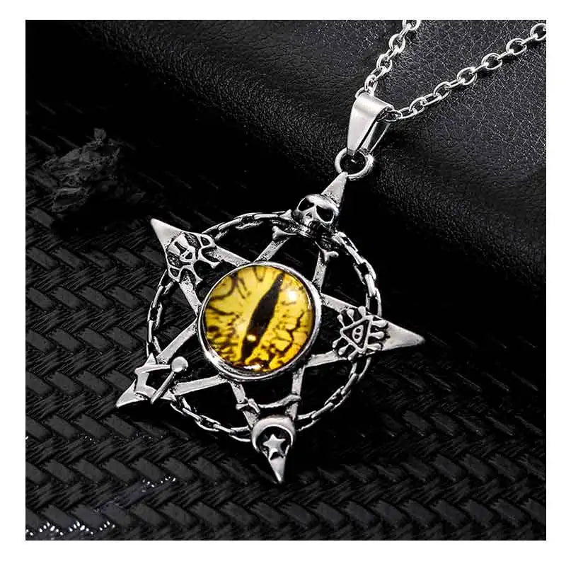 Antique Evil Eye Pendant Necklace For Women Men Creative Punk Hollow Star Colorful Eyeball Connect Choker Chain Jewelry Gifts
