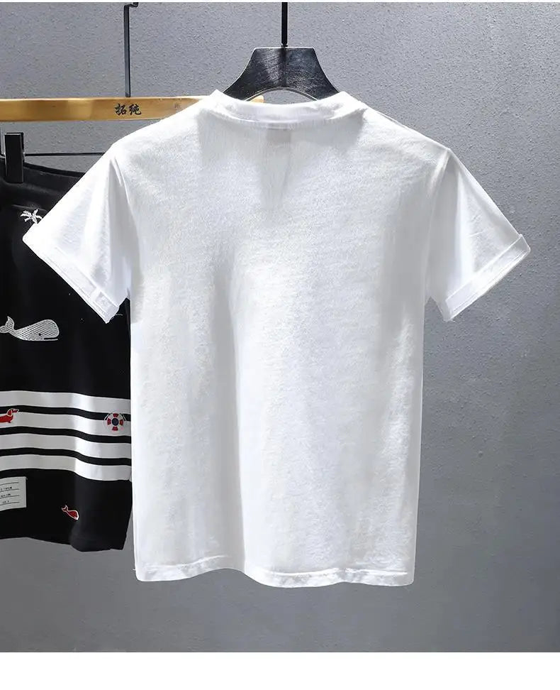 Embroidered Short-sleeved T-shirt for Men Summer New Casual Versatile Half-sleeved Undershirt