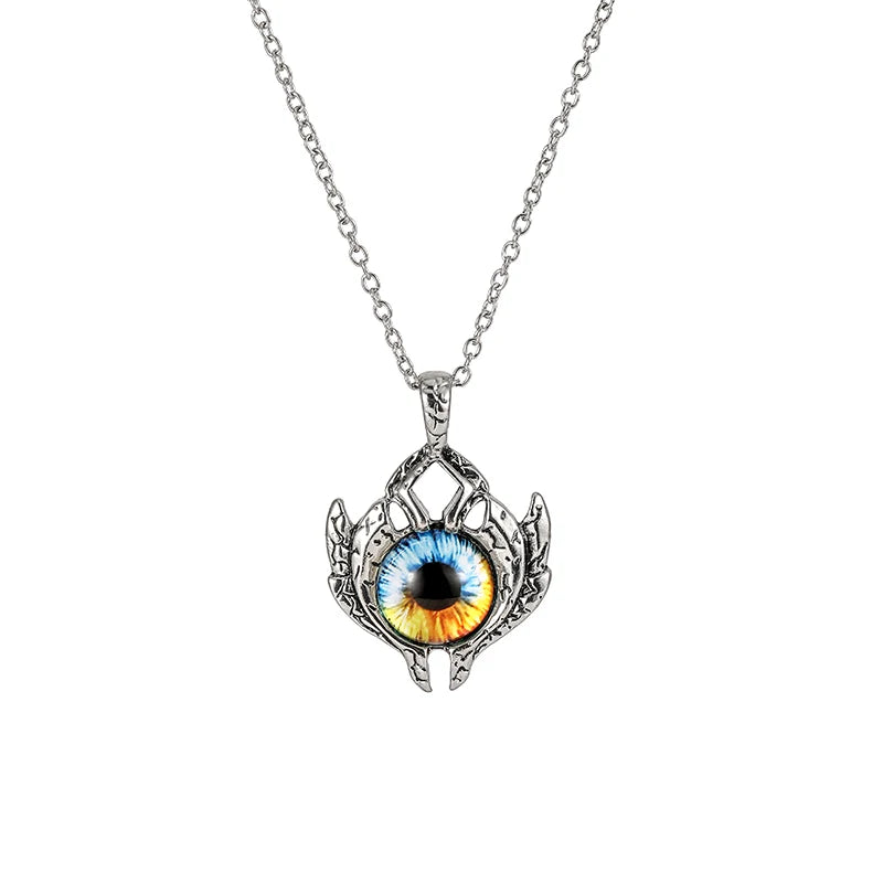 Antique Evil Eye Pendant Necklace For Women Men Creative Punk Hollow Star Colorful Eyeball Connect Choker Chain Jewelry Gifts