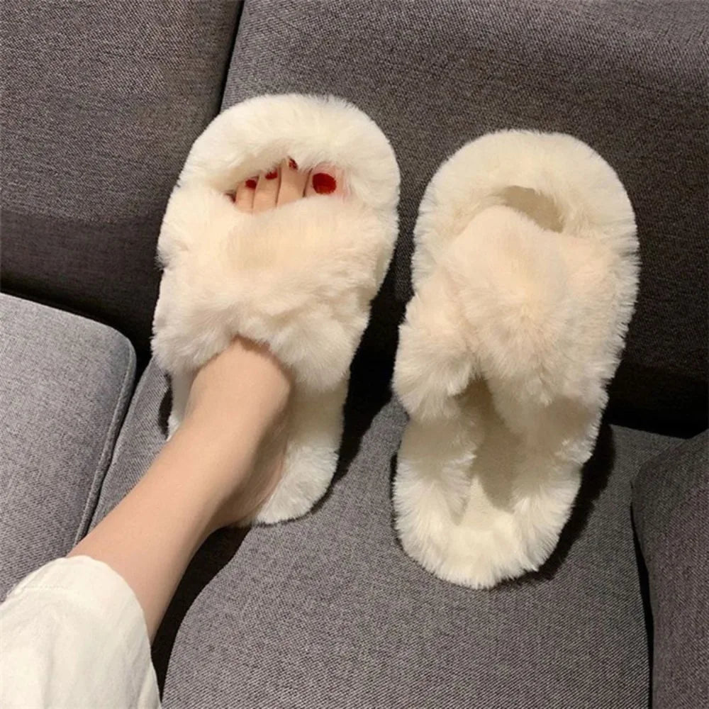 Lovely Slides Homewear Slippers Anti Slip Thick Flat Slippers Solid Color Warm Slippers Women Indoor