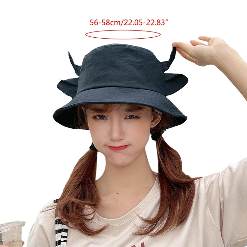 New Bucket Hats for Women Horns Cow Pattern Fashion Fisherman's hat Four Seasons Sun Hat Outdoor Beach Cap Bob Ladies Panama Hat