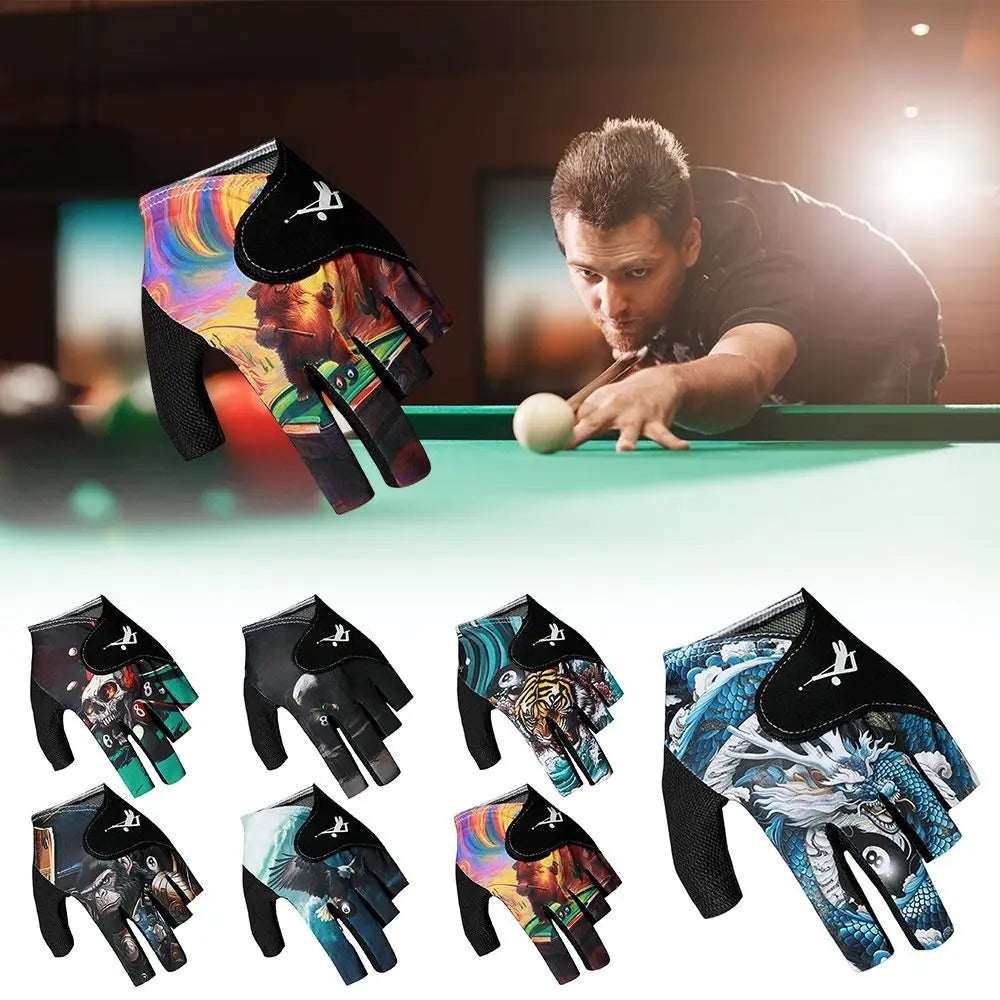 Portable Left Hand Billiards Glove Elastic Non Slip Half Fingers Glove Breathable Billiard Training Gloves Fitness Accessories