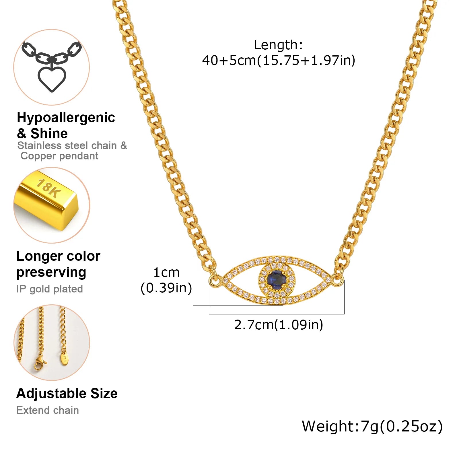 Evil Eyes Pendant Necklace for Women Shiny Zircon Lucky Blue Eye Charm Necklace Boho Luxury Jewelry Gift