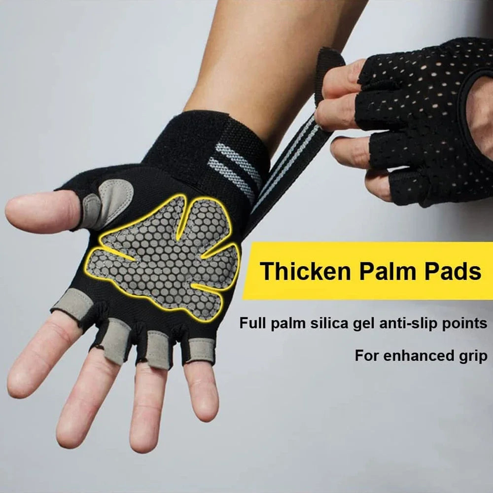 1Pair Workout Gloves for Men Women, [Full Palm Protection] [Ultra Ventilated] Gloves with Cushion Pads and Silicone Grip Durable