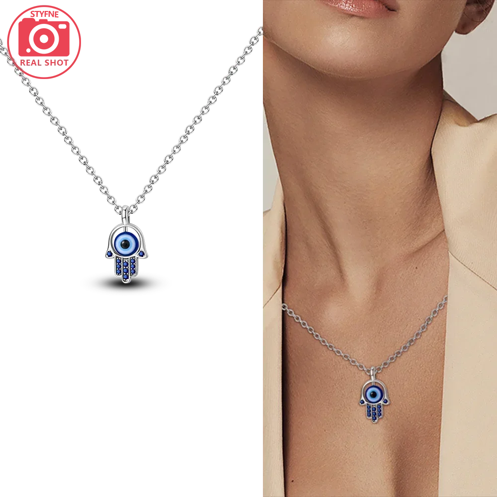 Exquisite Gold Fatima's Hand Necklace 925 Silver Original Devil's Eye Cross Bead Necklace Women Jewelry Luxury Friend Fine Gifts