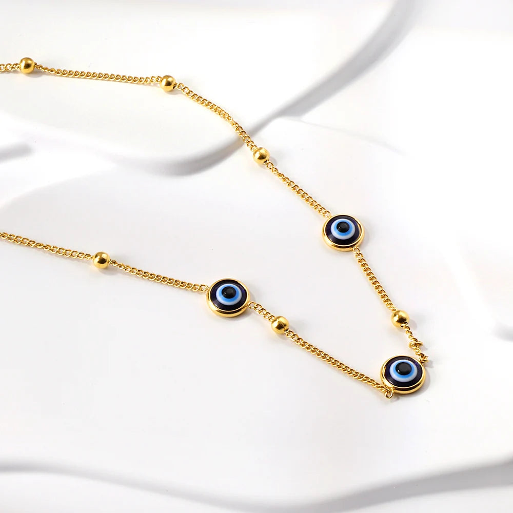 Evil Eye Pendant Necklaces For Women Girls Trending Gold Plated Layer Chain Choker Necklace Jewelry Birthday Gifts Free Shipping
